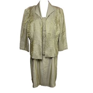 Alex Evenings Women Size 14 (Med) Gold Shimmer Iridescent Dress Jacket Set NWT‎